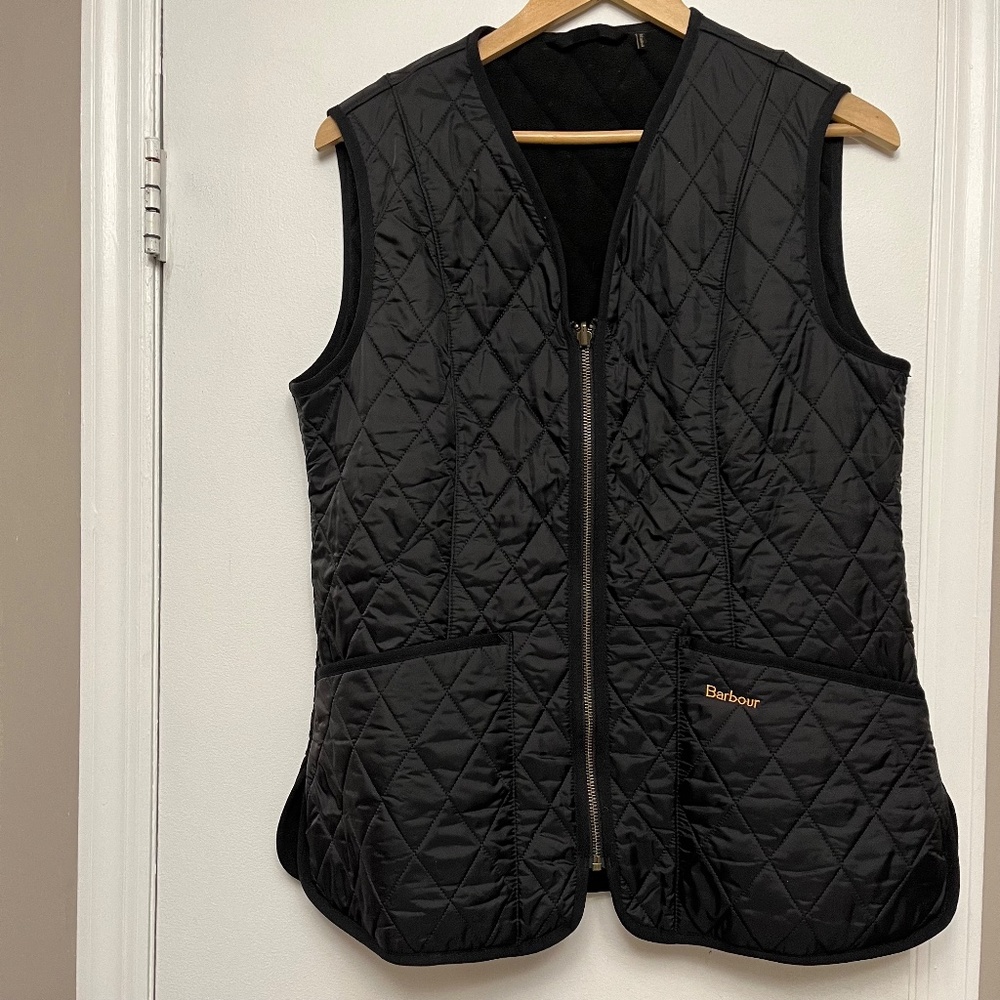 Barbour Women’s Fleece Black Quilted  Vest/Liner  - US Size 10